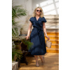 Bio bavlněné zavinovací šaty Mirabela - námořnická modrá - midi 120 cm - vel. XS - skladem