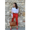 Bavlněné strečové kalhoty Lina - červená