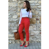 Bavlněné strečové kalhoty Lina - červená