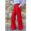 Bavlněné strečové široké kalhoty - červená