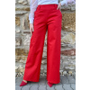 Bavlněné strečové široké kalhoty - červená