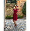 Bio bavlněné šaty Aria - bordó - midi 120 cm - vel. M - skladem