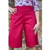 Delší bavlněné strečové kraťasy - magenta