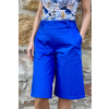 Delší bavlněné strečové kraťasy - kobaltová