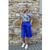 Delší bavlněné strečové kraťasy - kobaltová