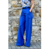 Bavlněné strečové široké kalhoty - kobaltová