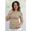 Proužkované tričko Klasik - mocha-smetanová