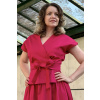 Bavlněný strečový zavinovací top - magenta - volba rukávů