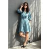 Bavlněné strečové zavinovací šaty Mirabela - světle modrá