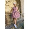 Proužkované šaty Ava - bílo-cihlová - krátké / midi