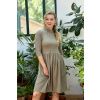 Madeirové šaty se stojáčkem - khaki - krátké / midi - 2T