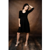 Tencelové šaty Claudia s límečkem - černá - krátké