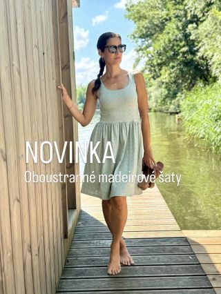 Mátová madeira + oboustranný střih = letní láska Nové oboustranné madeirové šaty v jemné mátové barvě můžete nosit přesně...
