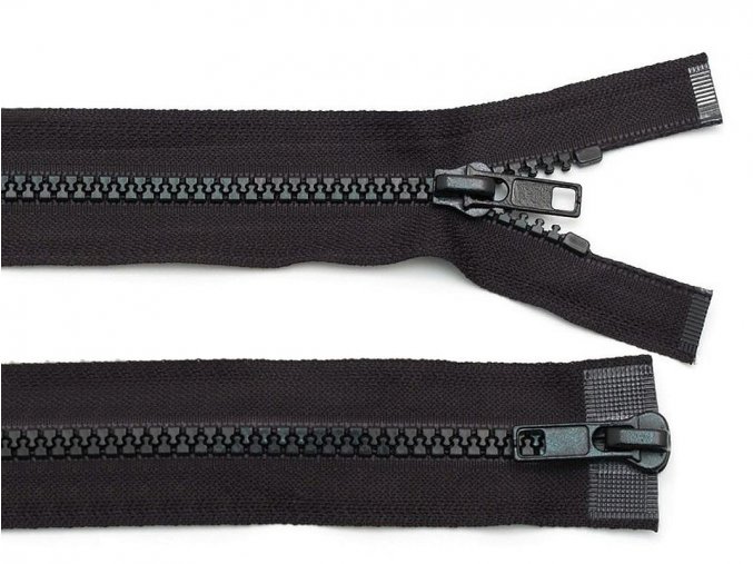 Zip kostěný 5 mm dělitelný 2 jezdce 90 cm / různé barvy