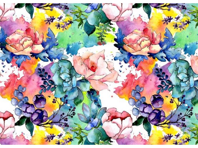 akvarelové květy barevné