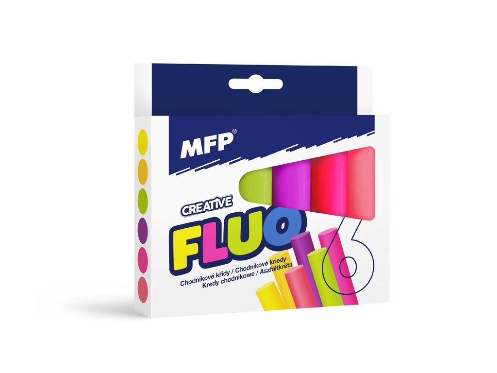 Křídy M chodníkové fluo kulaté 6 ks mix barev - krabička