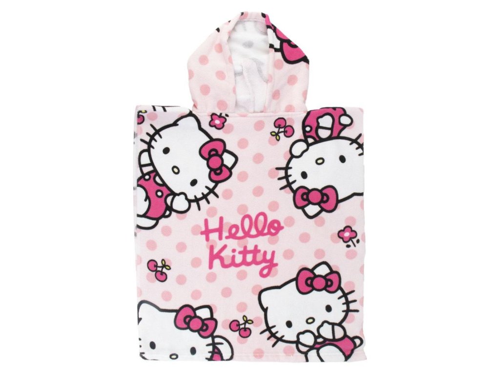 Dětský ručník - pončo Hello Kitty: Figury a Nápis (50 x 115 cm)