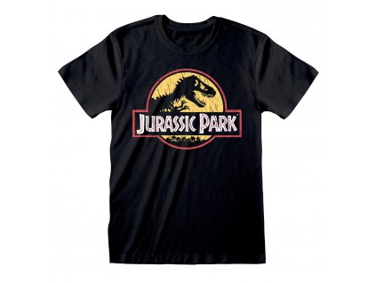 Pánské tričko Jurassic Park|Jurský park: Original Logo  černé bavlna
