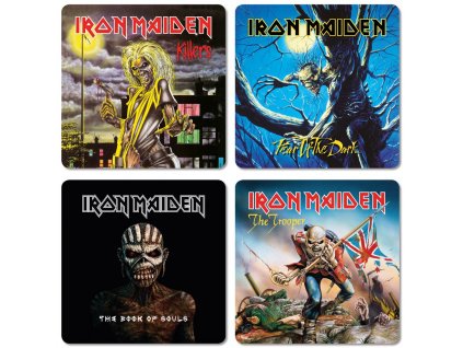 Tácky pod sklenice Iron Maiden: Obaly alb balení 4 kusů (10 x 10 cm)