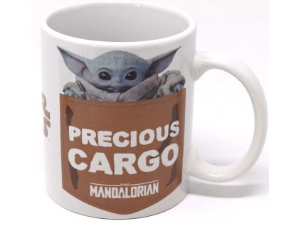Bílý keramický hrnek Star Wars|Hvězdné války TV seriál The Mandalorian: Precious Cargo - mladý Yoda (objem 315 ml)