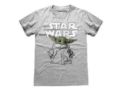 Pánské tričko Star Wars|Hvězdné Války TV seriál The Mandalorian: Child Sketch (XL) šedé bavlna