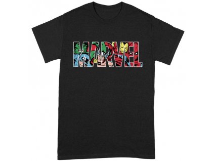 Pánské tričko Marvel Comics: Logo Character Infill (2XL) černé