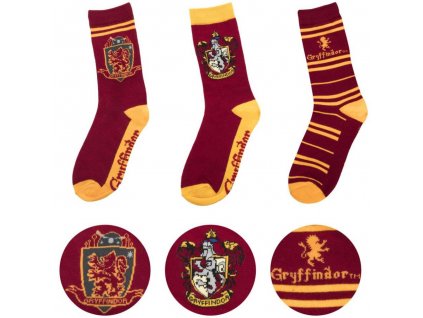 Ponožky HARRY POTTER: Gryffindor - Nebelvír set 3 párů (EU 35-45)