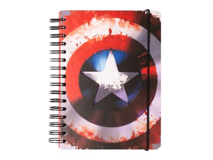 Poznámkový blok Marvel: Captain America Kroužková vazba (A5 14,8 x 21,0 cm)