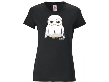 Dámské tričko Harry Potter: Hedwig  černá bavlna