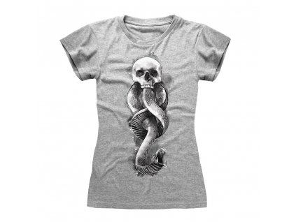 Dámské tričko Harry Potter: Dark Arts Snake  šedá bavlna