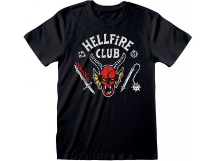 Pánské tričko Netflix|Stranger Things: Klub Hellfire (L) černá bavlna