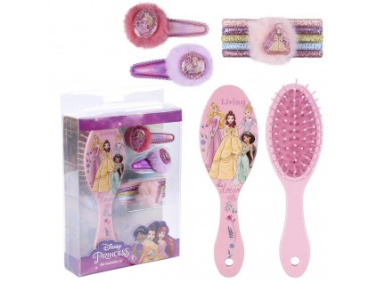 Doplňky do vlasů v kosmetické tašce Disney: Princess (set 7 kusů|sponky, gumičky, hřeben)