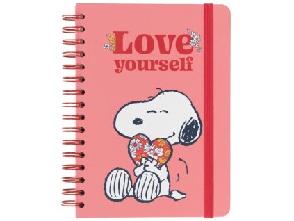 Poznámkový blok Snoopy: Love Yourself Kroužková vazba (A5 14,8 x 21,0 cm)