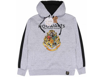 Pánská mikina Harry Potter: Hogwarts Crest  šedá bavlna polyester