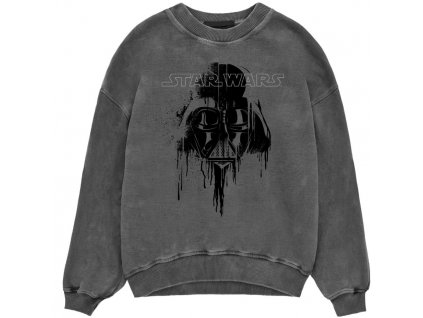 Pánská mikina Star Wars|Hvězdné války: Dripping Darth Vader  šedá bavlna polyester