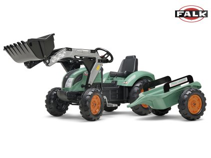 FALK Traktor šlapací SUPER LOADER 1054AM s nakladačem a přívěsem - zelený