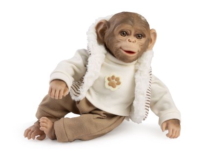 Guca 987 REBORN OPIČKA - realistická opička miminko s měkkým látkovým tělem - 32 cm