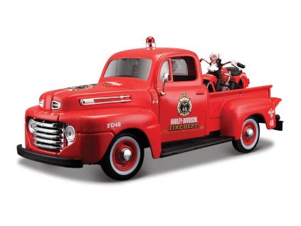 Maisto - Harley-Davidson Custom, 1948 Ford F-1 Pick up + 1936 EL Knucklehead, 1:24