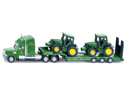 SIKU Farmer - Tahač s podvalníkem a traktory John Deere, měřítko 1:87