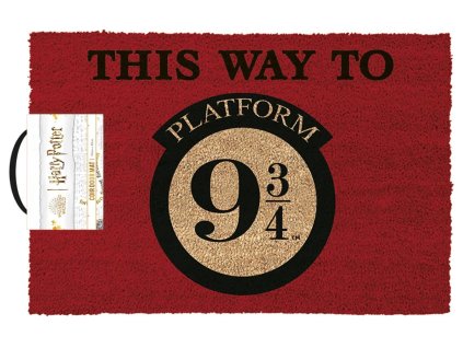 Rohožka Harry Potter: Tahle cesta k nástupišti 9 3/4 (60 x 40 cm) červená