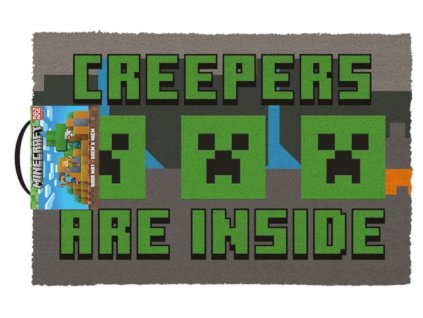 Rohožka Minecraft: Creepeři jsou vevnitř (60 x 40 cm) šedá
