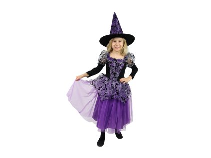 Dětský kostým čarodějnice fialová čarodějnice /Halloween (M) EKO