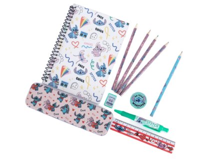 Set školních potřeb Disney | Lilo & Stitch: Ty jsi moje nejoblibenější (blok A5, penál, propiska, pastelky, tužka, pravítko, ořezávátko, guma)