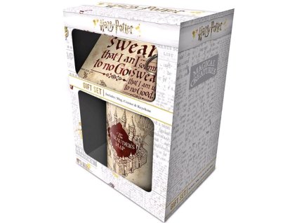 Dárkový set Harry Potter: Pobertův plánek - Marauders Map hrnek-přívěsek-tácek (objem hrnku 315 ml)