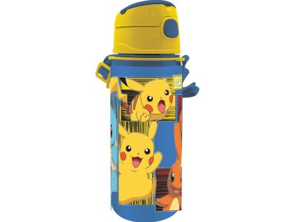 Hliníková láhev na pití s pítkem Pokémon: Postavy (objem 600 ml)