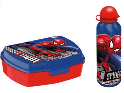 Svačinový set - láhev a box na svačinu Spiderman (objem láhve 500 ml | box 17 x 11 x 6 cm)
