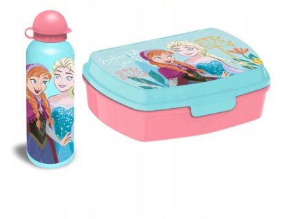 Svačinový set - láhev a box na svačinu Disney | Frozen | Ledové království: Postavy (objem láhve 500 ml | box 17,5 x 6 x 12 cm)