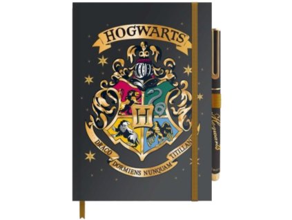 Premium poznámkový blok s propiskou Harry Potter: Bradavický erb (A5 14,8 x 21,0 cm)