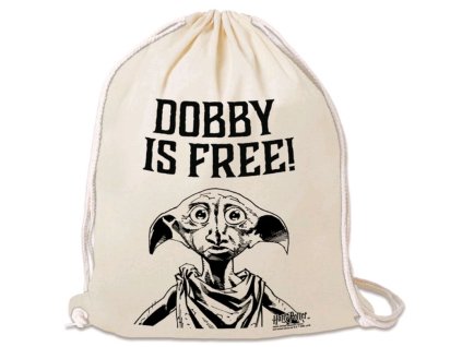 Bavlněnný gym bag - vak se šňůrkami Harry Potter: Dobby Is Free! (35 x 44 cm)