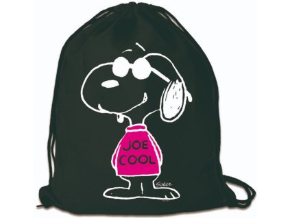 Gym bag pytlík se šňůrkami Snoopy: Joe Cool (35 x 46 cm) černá bavlna